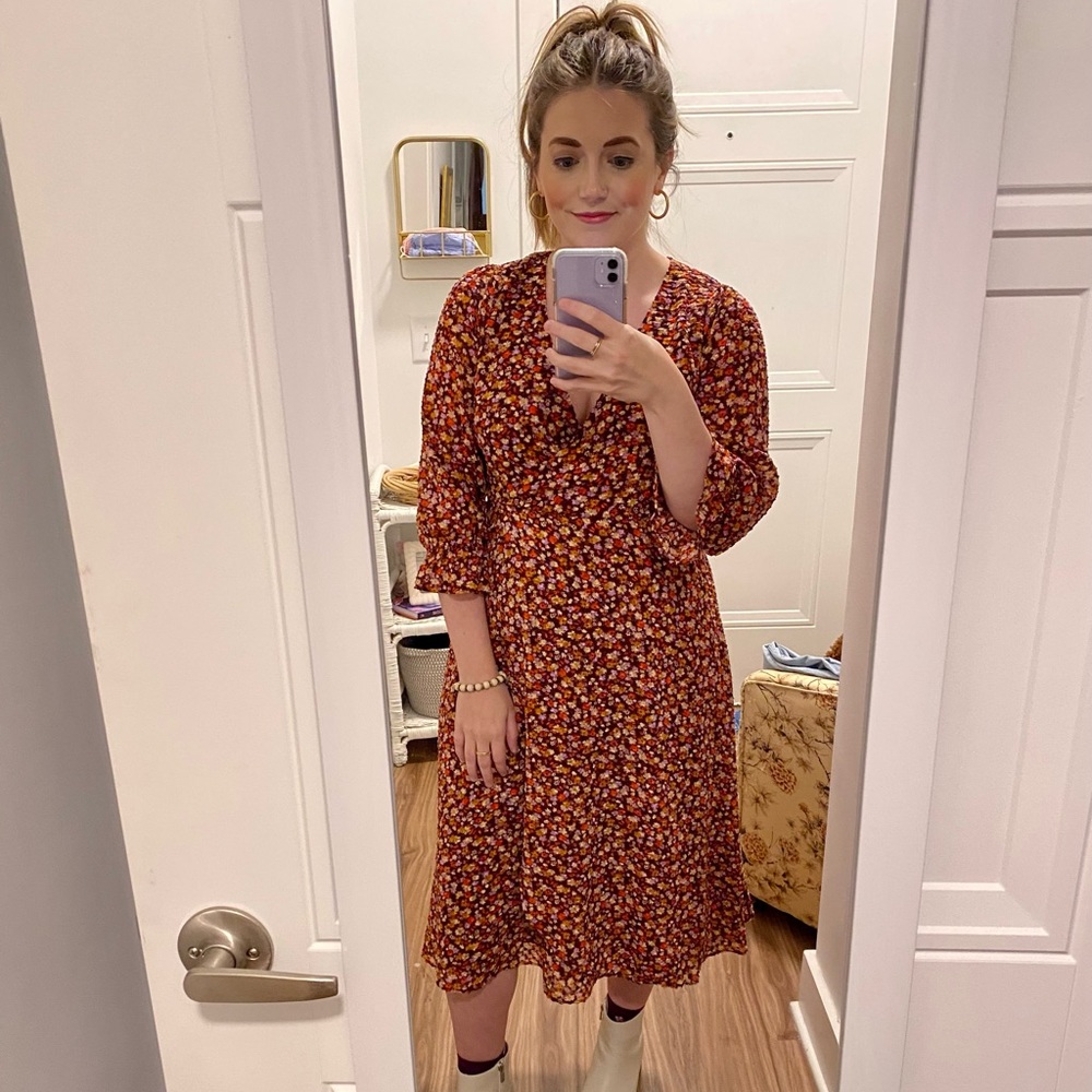 Madewell Floral Midi Dress, Size: 4P